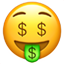 돈 모양의 입이 있는 얼굴