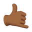 전화를 걸라는 손 모양: 진한 갈색 피부