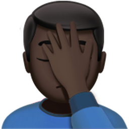 man facepalming: dark skin tone
