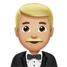 man in tuxedo: medium-light skin tone