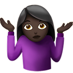 woman shrugging: dark skin tone