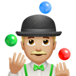 man juggling: medium-light skin tone