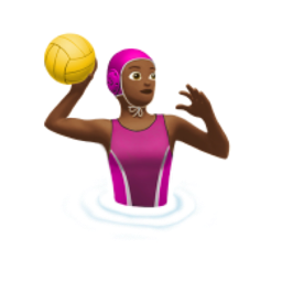 woman playing water polo: medium-dark skin tone