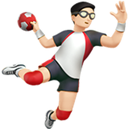 man playing handball: light skin tone