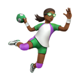 woman playing handball: medium-dark skin tone