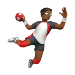 man playing handball: medium-dark skin tone