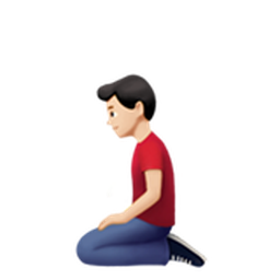 man kneeling: light skin tone