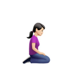 woman kneeling: light skin tone, facing right