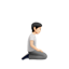 무릎을 꿇은 사람: 하얀 피부 오른쪽을 향한