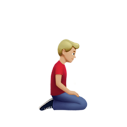 man kneeling: medium-light skin tone, facing right