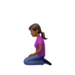 woman kneeling: medium-dark skin tone