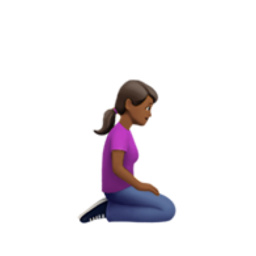 woman kneeling: medium-dark skin tone, facing right