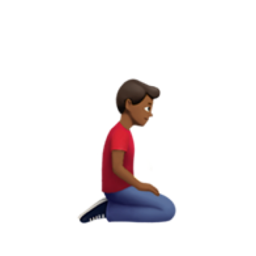 man kneeling: medium-dark skin tone, facing right
