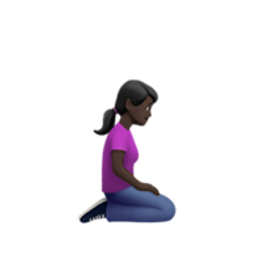 woman kneeling: dark skin tone, facing right