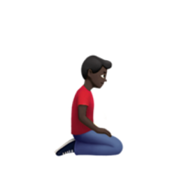 man kneeling: dark skin tone, facing right
