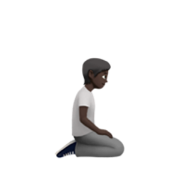 person kneeling: dark skin tone, facing right