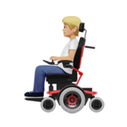 person in motorized wheelchair: medium-light skin tone