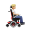 전동 휠체어를 탄 사람: 연한 갈색 피부 오른쪽을 향한