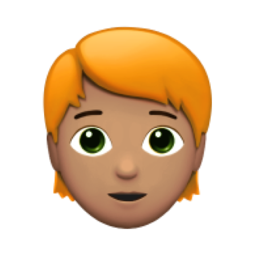 person: medium skin tone, red hair