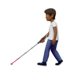 person with white cane: medium-dark skin tone