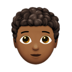 person: medium-dark skin tone, curly hair