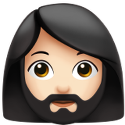 woman: light skin tone, beard