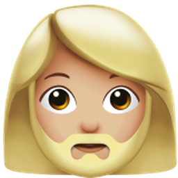 woman: medium-light skin tone, beard