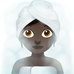 woman in steamy room: dark skin tone