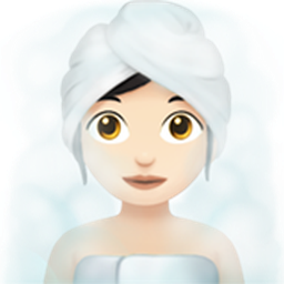 woman in steamy room: light skin tone