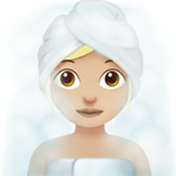 woman in steamy room: medium-light skin tone