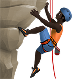 man climbing: dark skin tone