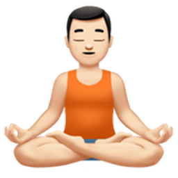 man in lotus position: light skin tone