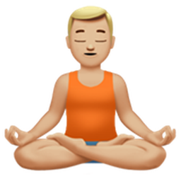man in lotus position: medium-light skin tone