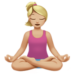 woman in lotus position: medium-light skin tone