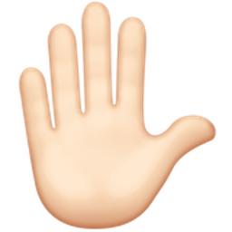 raised hand: light skin tone